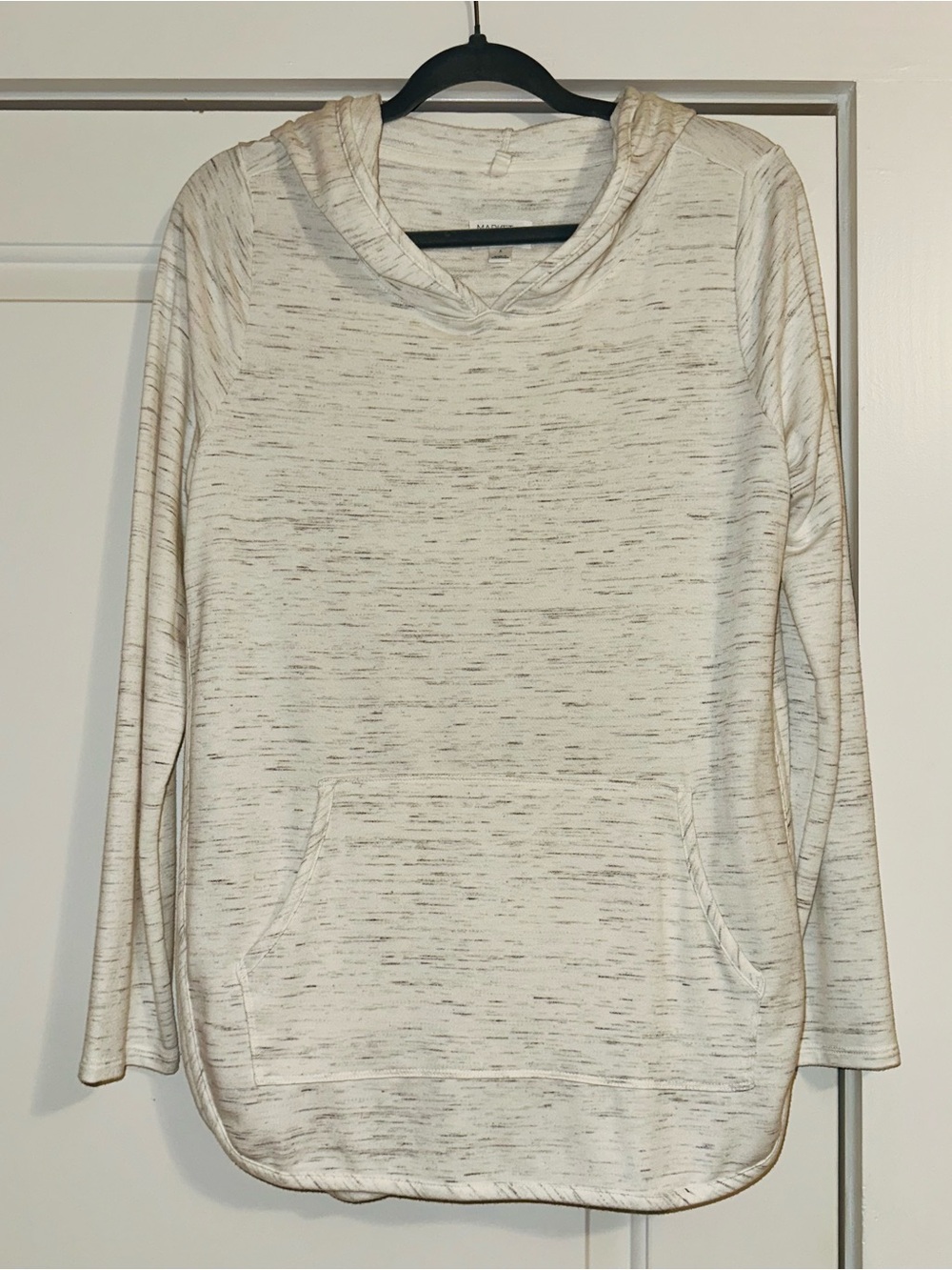 Market & Spruce Gray Marled Soft Hoodie Tunic Sweatshirt Light Cream/Speckled
